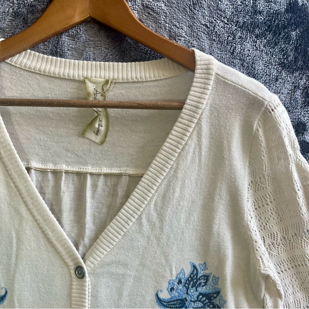 Aratta Silent Journey Button Up Cardigan Sweater W Floral Size Medium - Picture 4 of 10